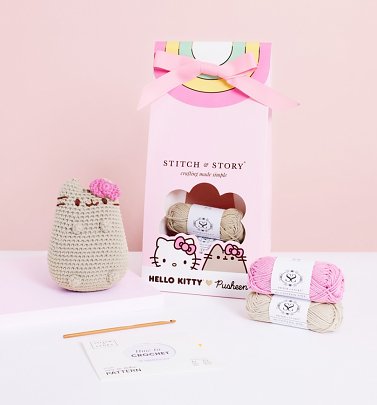 Hello Kitty x Pusheen Grey Kitty Amigurumi Crochet Kit from Stitch and Story