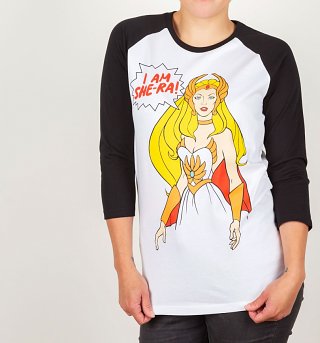 I Am She-Ra White And Black Raglan Baseball Shirt I Am She-Ra White And Black Raglan Baseball Shirt