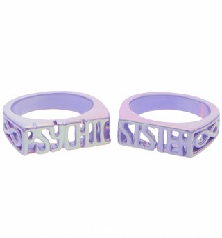 Iridescent Lilac Nineties Psychic Sister Pair Of Rings from Me & Zena Iridescent Lilac Nineties Psychic Sister Pair Of Rings from Me & Zena