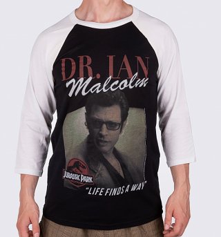 Jurassic Park Dr Ian Malcolm Baseball T-Shirt Jurassic Park Dr Ian Malcolm Baseball T-Shirt