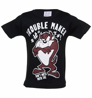 Kids Black Looney Tunes Taz Trouble Maker T-Shirt Kids Black Looney Tunes Taz Trouble Maker T-Shirt