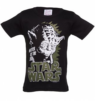 Kids Black Star Wars Yoda Master Of The Jedi T-Shirt Kids Black Star Wars Yoda Master Of The Jedi T-Shirt