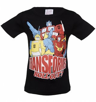 Kids Black Transformers Roll Out T-Shirt Kids Black Transformers Roll Out T-Shirt