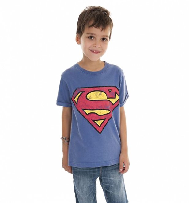 Kids Blue DC Comics Superman Logo T-Shirt from Fabric Flavours Kids Blue DC Comics Superman Logo T-Shirt from Fabric Flavours