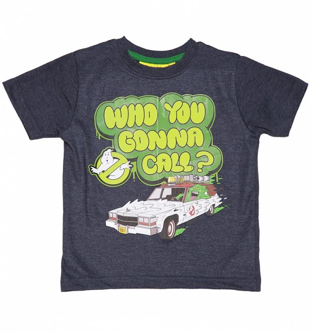Kids Blue Marl Ghostbusters Who You Gonna Call T-Shirt from Fabric Flavours Kids Blue Marl Ghostbusters Who You Gonna Call T-Shirt from Fabric Flavours
