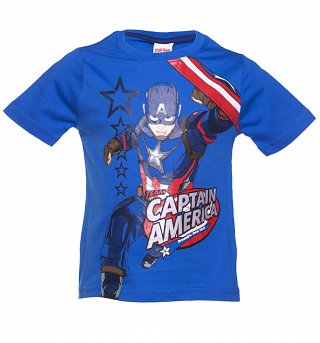 Kids Blue Marvel Comics Captain America New York T-Shirt Kids Blue Marvel Comics Captain America New York T-Shirt
