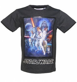 Kids Charcoal Star Wars A New Hope Anniversary T-Shirt from Fabric Flavours Kids Charcoal Star Wars A New Hope Anniversary T-Shirt from Fabric Flavours