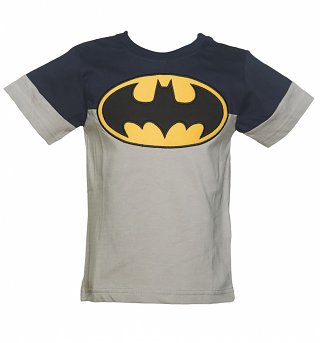 Kids DC Comics Batman Logo Colour Block Pocket T-Shirt from Fabric Flavours Kids DC Comics Batman Logo Colour Block Pocket T-Shirt from Fabric Flavours