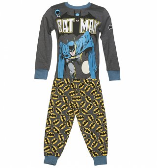 Kids Dark Grey Batman Pyjamas from Fabric Flavours Kids Dark Grey Batman Pyjamas from Fabric Flavours