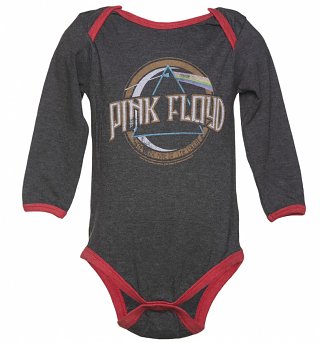 Kids Dark Grey Marl Pink Floyd On The Run Babygrow from Amplified Kids Kids Dark Grey Marl Pink Floyd On The Run Babygrow from Amplified Kids