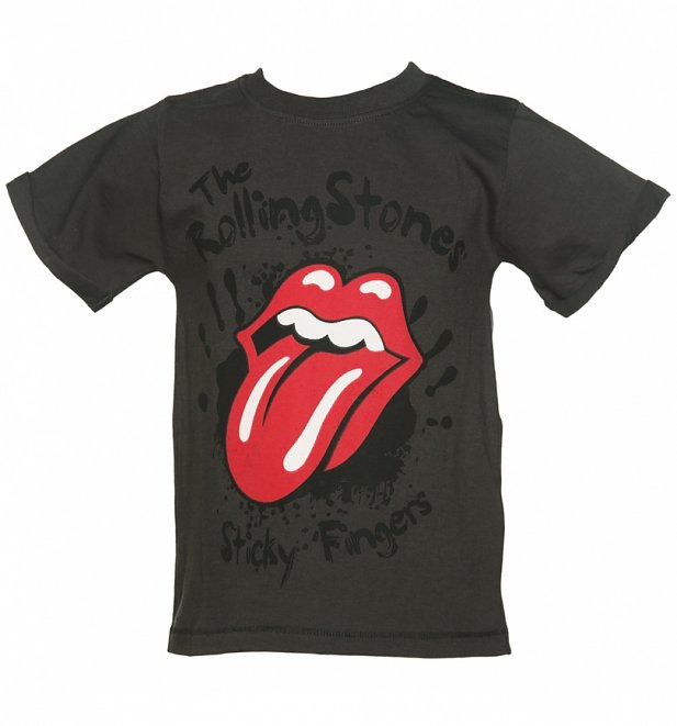 Kids Dark Grey Rolling Stones Sticky Fingers T-Shirt from Amplified Kids Kids Dark Grey Rolling Stones Sticky Fingers T-Shirt from Amplified Kids