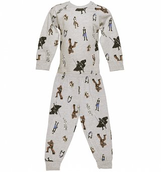 Kids Grey Marl Star Wars Characters Pyjamas from Fabric Flavours Kids Grey Marl Star Wars Characters Pyjamas from Fabric Flavours