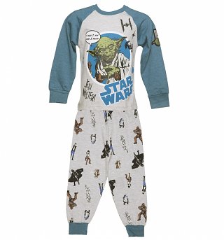 Kids Grey Marl Star Wars Jedi Master Pyjamas from Fabric Flavours Kids Grey Marl Star Wars Jedi Master Pyjamas from Fabric Flavours