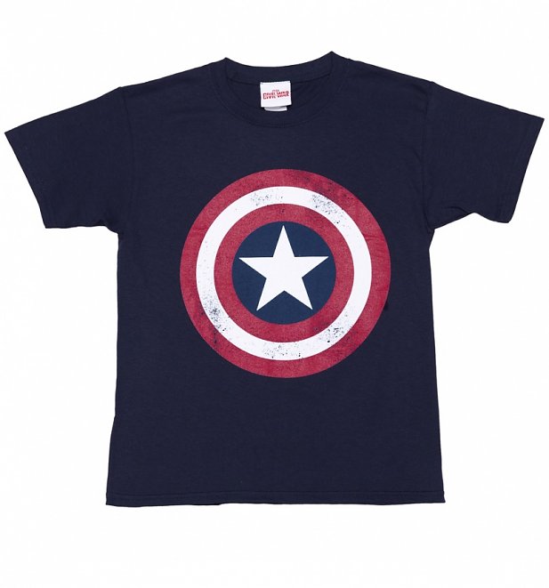 Kids Navy Blue Marvel Comics Captain America Distressed Shield T-Shirt Kids Navy Blue Marvel Comics Captain America Distressed Shield T-Shirt