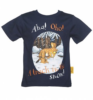 Kids Navy Gruffalo's Child Track In The Snow T-Shirt from Fabric Flavours Kids Navy Gruffalo's Child Track In The Snow T-Shirt from Fabric Flavours