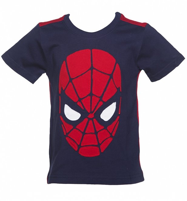 Kids Navy Spider-Man Applique Face T-Shirt from Fabric Flavours