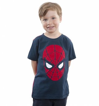 Kids Navy Spider-Man Applique Face T-Shirt from Fabric Flavours Kids Navy Spider-Man Applique Face T-Shirt from Fabric Flavours