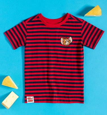 Kids Red and Black Stripe Tom and Jerry Jerry Mini Me T-Shirt from Difuzed Kids Red and Black Stripe Tom and Jerry Jerry Mini Me T-Shirt from Difuzed