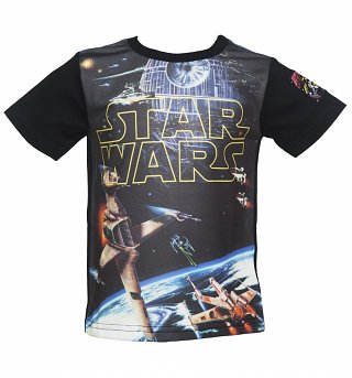 Kids Star Wars Logo Spacescape T-Shirt from Fabric Flavours Kids Star Wars Logo Spacescape T-Shirt from Fabric Flavours