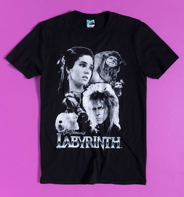 Labyrinth Black And White Compilation Black T-Shirt