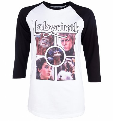 Labyrinth Character Collection White And Black Raglan Baseball T-Shirt Labyrinth Character Collection White And Black Raglan Baseball T-Shirt