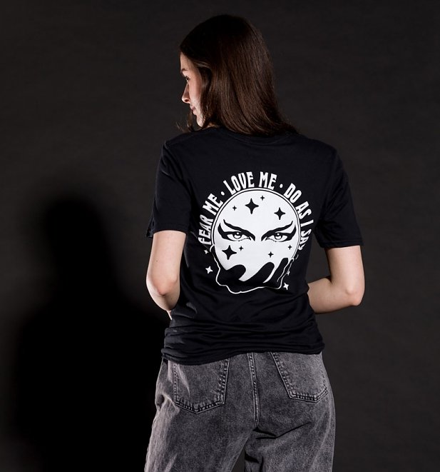 Labyrinth Fear Me Love Me Back Print Black T-Shirt