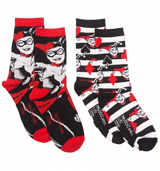 Women's 2Pk DC Comics Harley Quinn Socks Women's 2Pk DC Comics Harley Quinn Socks