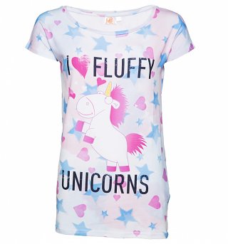 Women's All Over Print I Love Fluffy Unicorns Minions T-Shirt Women's All Over Print I Love Fluffy Unicorns Minions T-Shirt