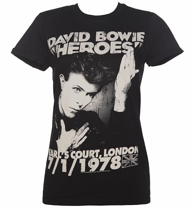 Women's Black David Bowie Heroes 1978 Boyfriend T-Shirt Women's Black David Bowie Heroes 1978 Boyfriend T-Shirt