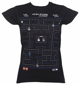 Women's Black Doctor Who Pac-Man T-Shirt Women's Black Doctor Who Pac-Man T-Shirt