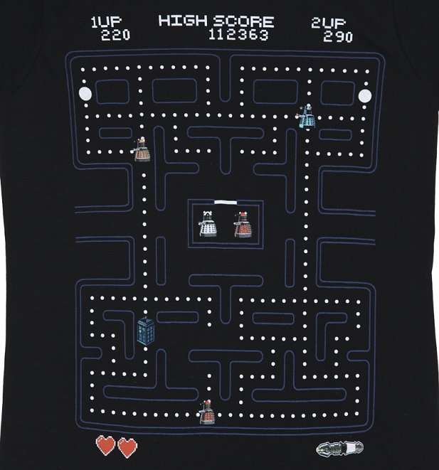 Women's Black Doctor Who Pac-Man T-Shirt Women's Black Doctor Who Pac-Man T-Shirt