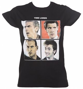 Women's Black Doctor Who Time Lords Album Parody T-Shirt Women's Black Doctor Who Time Lords Album Parody T-Shirt