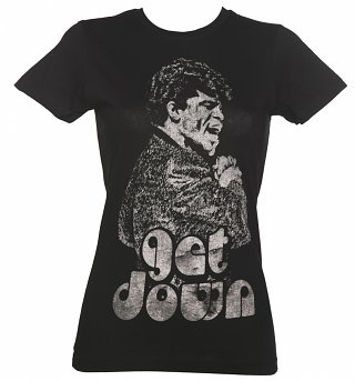 Women's Black Get Down James Brown T-Shirt from Goodie Two Sleeves Women's Black Get Down James Brown T-Shirt from Goodie Two Sleeves