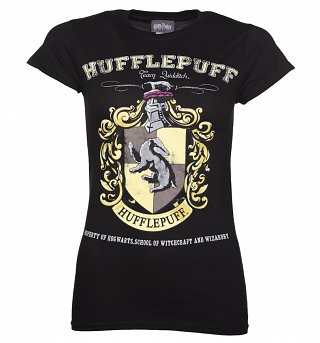 Women's Black Harry Potter Hufflepuff Team Quidditch T-Shirt Women's Black Harry Potter Hufflepuff Team Quidditch T-Shirt