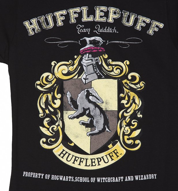 Women's Black Harry Potter Hufflepuff Team Quidditch T-Shirt Women's Black Harry Potter Hufflepuff Team Quidditch T-Shirt