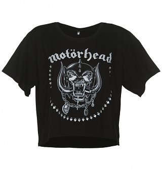 Women's Black Motorhead Glitter Print Boxy T-Shirt Women's Black Motorhead Glitter Print Boxy T-Shirt