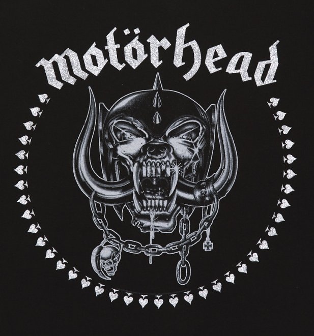 Women's Black Motorhead Glitter Print Boxy T-Shirt Women's Black Motorhead Glitter Print Boxy T-Shirt