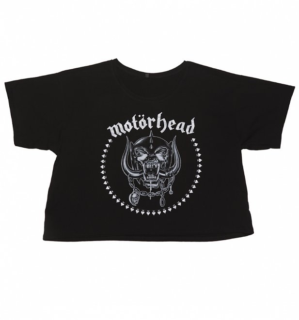 Women's Black Motorhead Glitter Print Boxy T-Shirt Women's Black Motorhead Glitter Print Boxy T-Shirt