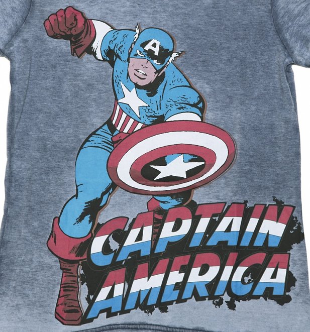 Women's Blue Burnout Captain America Marvel Comics T-Shirt Women's Blue Burnout Captain America Marvel Comics T-Shirt