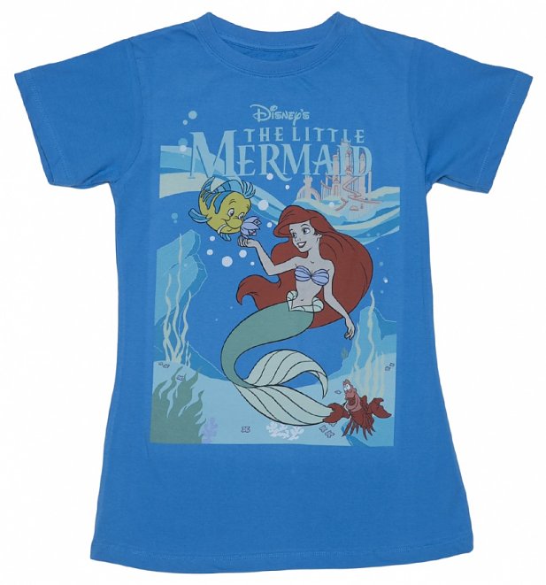 Womens Blue Walt Disneys The Little Mermaid Scene T Shirt From Fabric Flavours 