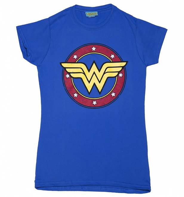 Women's Blue Wonder Woman Circle Logo T-Shirt Women's Blue Wonder Woman Circle Logo T-Shirt