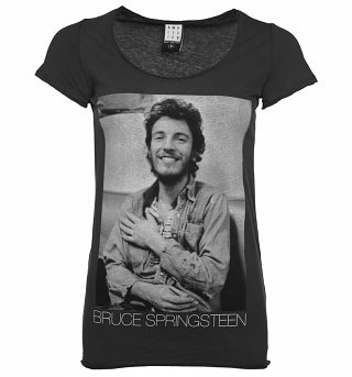 Women's Charcoal Bruce Springsteen Vintage T-Shirt from Amplified Women's Charcoal Bruce Springsteen Vintage T-Shirt from Amplified