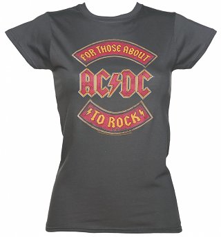 Women's Charcoal About To Rock AC/DC T-Shirt Women's Charcoal About To Rock AC/DC T-Shirt