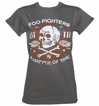 Women's Charcoal Matter Of Time Foo Fighters Rolled Sleeve Boyfriend T-Shirt Women's Charcoal Matter Of Time Foo Fighters Rolled Sleeve Boyfriend T-Shirt