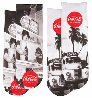 Women's Coca-Cola Black and White Photo Print 2pk Socks Women's Coca-Cola Black and White Photo Print 2pk Socks