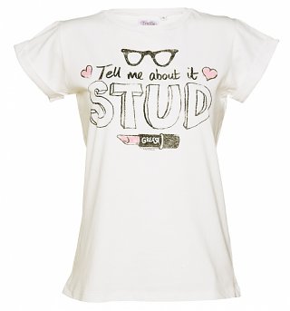 Women's Grease Tell Me About It Stud Rolled Sleeve Boyfriend T-Shirt Women's Grease Tell Me About It Stud Rolled Sleeve Boyfriend T-Shirt