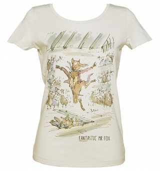 Women's Grey Fantastic Mr Fox Chicken Coop Scoop Neck T-Shirt Women's Grey Fantastic Mr Fox Chicken Coop Scoop Neck T-Shirt