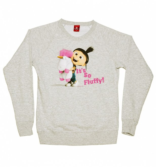 Women's Grey Marl It's So Fluffy Minions Sweater Women's Grey Marl It's So Fluffy Minions Sweater