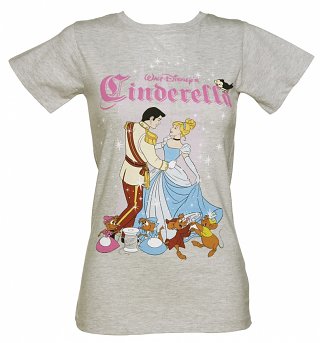 Women's Grey Marl Walt Disney's Cinderella Dance T-Shirt from Fabric Flavours Women's Grey Marl Walt Disney's Cinderella Dance T-Shirt from Fabric Flavours
