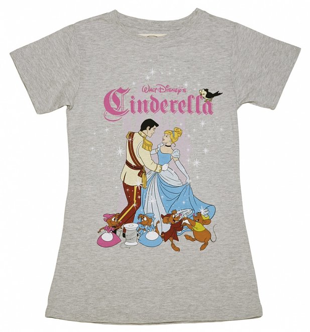 Women's Grey Marl Walt Disney's Cinderella Dance T-Shirt from Fabric Flavours Women's Grey Marl Walt Disney's Cinderella Dance T-Shirt from Fabric Flavours